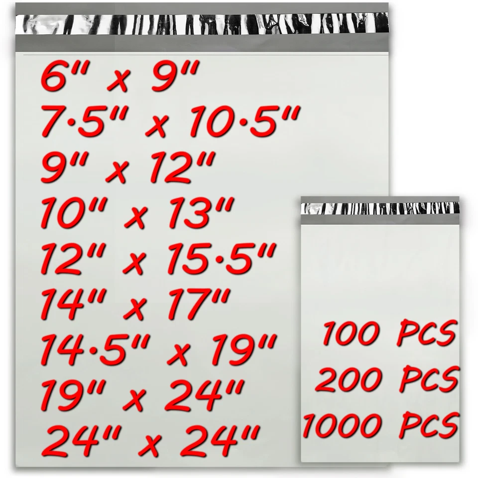 6x9 9x12 10x13 14x17 - 24x24 Poly Mailers Shipping Envelopes Self Sealing Bags - Image 1 of 4