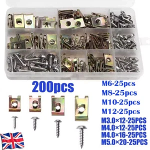 200 U Nuts Self Tapping Screw Spire Clips Car Interior Trim Zinc Speed Fasteners - Picture 1 of 13