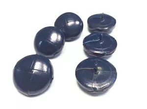 Bottoni in Pelle per Loden, blu navy , 2,8 cm, Set da 6 Pezzi - Foto 1 di 3