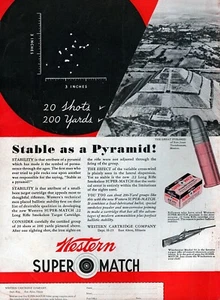 1934 Western Super Match Ammo & Winchester 52 Rifle Original Color Print Ad - Picture 1 of 1