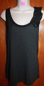 ROBIN K Ladies' Medium KNIT TANK TOP (gray w/ ruffle & racerback) EUC - Picture 1 of 2