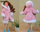 Rosa weiß Winter warm Pelzmantel Kleid Kleidung für 11,5 Zoll Puppen Fell 1/6 Kinder Spielzeug