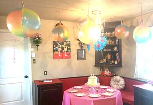 BESONDERE LUFTBALLONS: ROSA EINHORNKOPF + WÜRFEL + FARBVERLAUF GROß Geburtstag Party SET - Bild 1 von 16