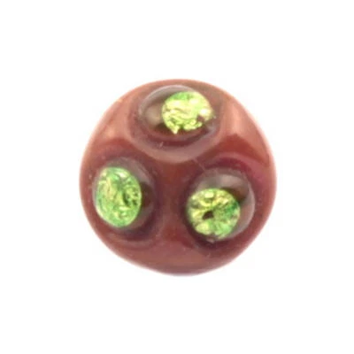 Antique Czech glass button 10mm dimi doll gold foil eyes deep carnelian red - Image 1 of 3