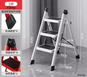 STEEL FRAME WIDE TREAD STEP LADDER FOLDABLE 2/3/4 STEP LADDER PLANT STAND LADDER - Picture 1 of 7