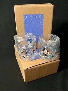 Avon Penguin Party Tumblers - Set of 4 New in Original Box NOS - Picture 1 of 4