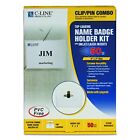 C-Line Clip/Pin Combo Style Name Badge Holders with Inserts, 4 x 3 Inches, 50 pe