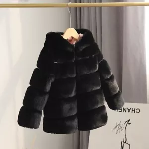 NEW Kids Faux Fur Baby Thick Parka Girls Warm Hooded Coat Jacket Coat Outerwear - Picture 1 of 30