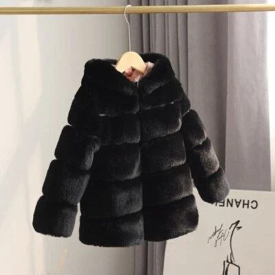 NEW Kids Faux Fur Baby Thick Parka Girls Warm Hooded Coat Jacket Coat Outerwear - Image 1 of 4