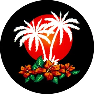 Aloha Sunset Palm Trees Spare Tire Cover All Sizes Available-back up camera opt - Picture 1 of 6