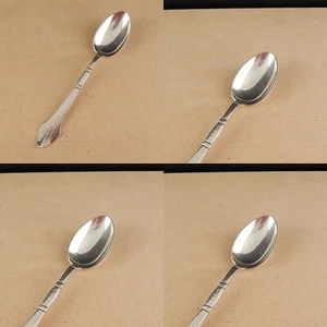 ART DECO ANTICO SET 4 POSATE CUCCHIAI ARGENTATI MARTELLATI BAGNO ARGENTO 925 - Imagen 1 de 8