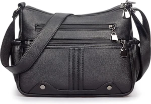 Women Soft PU Leather Shoulder Handbag Multi Pocket Crossbody Bag Ladies Medium  - Picture 1 of 12
