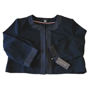 NUOVO! Tommy Hilfiger blazer cropped blu navy donna taglia XLarge - Foto 1 di 12