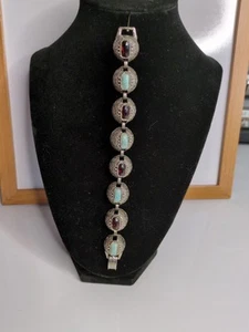 Vintage - Türkis und Granat Armband - Bild 1 von 3