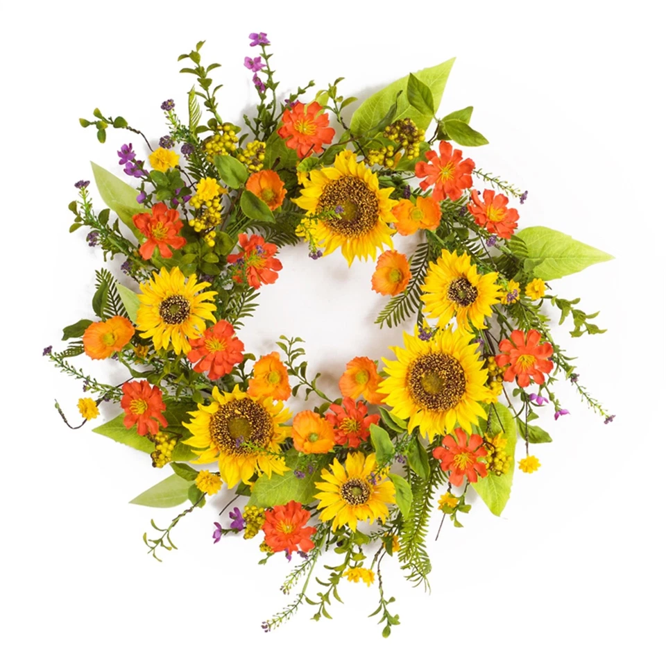 Melrose Mixed Sunflower Floral Wreath 22"D - Image 1 of 1