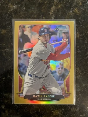2013 年 Bowman Chrome David Freese 金色折射器 /50 红雀 — 第 1/2 张图片