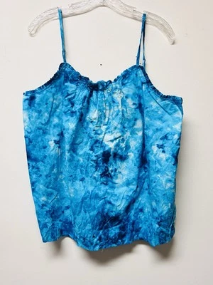 Top cami Lands End para mujer talla XL 18 azul tie dye volantes ajustados correas Foto 1 de 4
