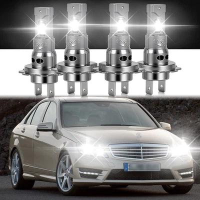 Combo de 4 bombillas LED de haz alto bajo para Mercedes-Benz C250 C300 C350 Foto 1 de 4