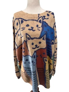 Oversize-Katzenpullover aus Baumwoll-Wollmischung - so weich. Damen XL siehe Maße - Bild 1 von 6