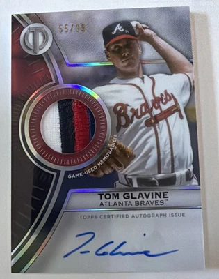 2025 Topps Tribute Baseball Tom Glavine Tribute to Threads Relic Autograph /99 - Image 1 of 3