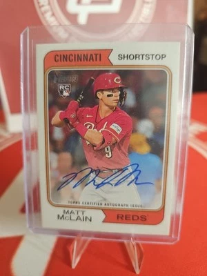 2023 Topps Heritage High Matt McLain Auto Reds Rookie Blue Ink ROA-MMC Sp - Image 1 of 4
