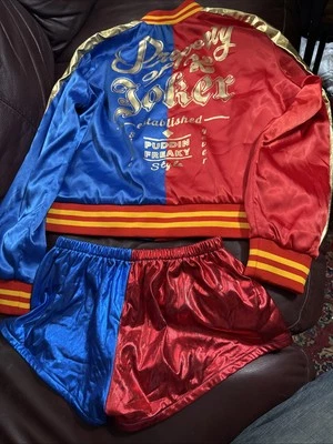 Chaqueta de satén Geamiki Escuadrón Suicida Harley Quinn Bombardero Chaqueta con disfraces Talla XL Sexy Foto 1 de 4