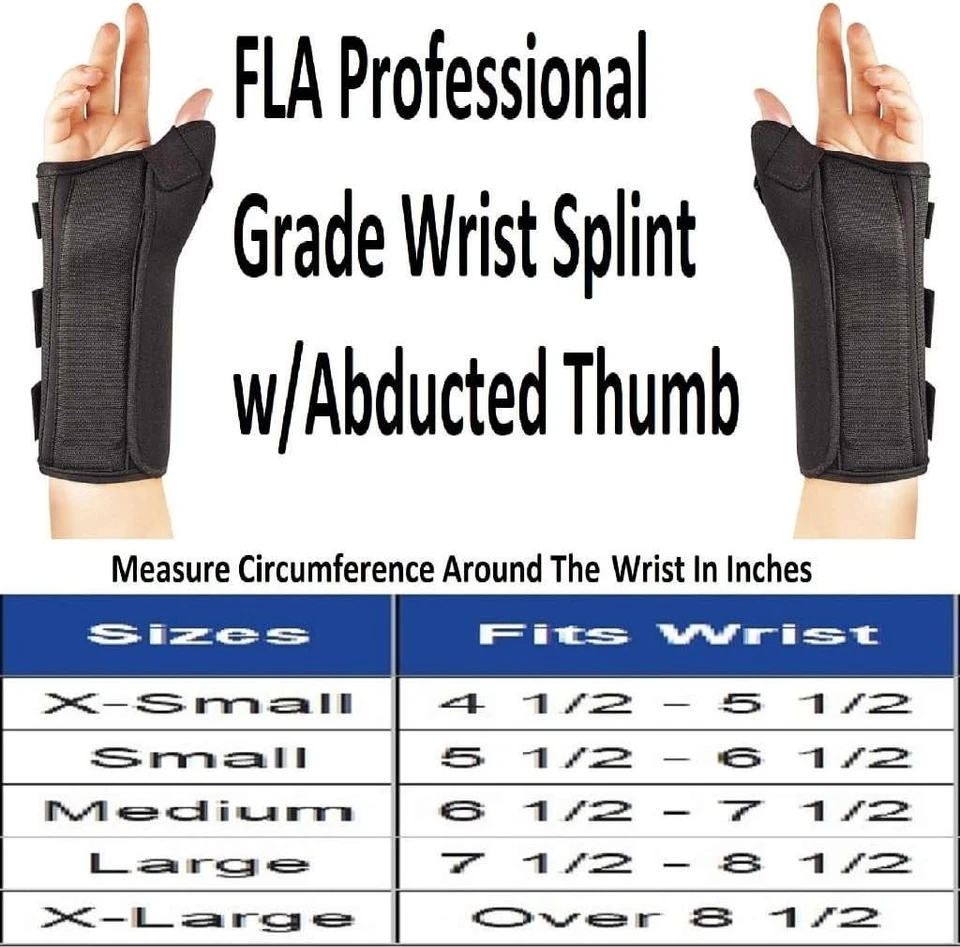 FLA Composite Splint with Abducted Thumb Left Hand X-Large Black - Image 1 of 1