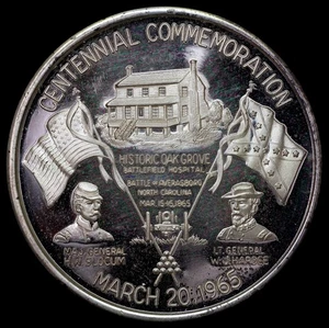 1965 Battle of Averasboro, NC Oak Grove Battlefield Bürgerkriegsmedaille .999 Silber - Bild 1 von 2