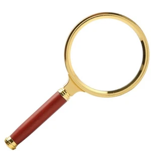 Magnifier Gold Magnifying Glass Loupe Reading Jewellery Big Large Handheld - Picture 1 of 13