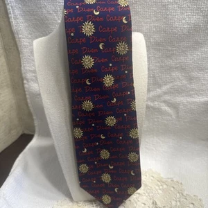 Vintage Alynn Carpe Diem Print Necktie 100% Silk 1993 - Picture 1 of 8