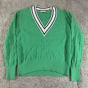 Sandro Sweater Womens XS Green V Neck Cricket Wool Cashmere Textured Knit Preppy - Picture 1 of 16