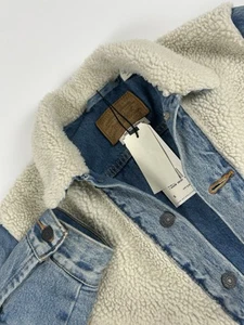 Levi’s Hombres Talla S Reversible Sherpa Azul Denim Manga Larga Chaqueta Informal NUEVA - Imagen 1 de 8