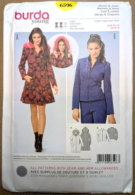 BURDA Young 6596 Coat and Jacket Size 6-18 Uncut - Image 1 of 3
