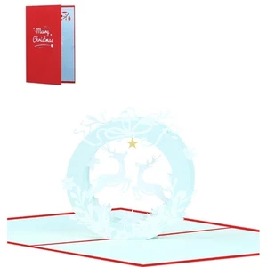 Festival 3D Christmas Flying Deer Card Handmade Popup Greetings Card for Season - Picture 1 of 8