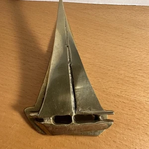 Vintage Messing Maritim Segelboot Wand Schreibtisch Clip Karte Notiz Halter 4" hoch - Bild 1 von 9