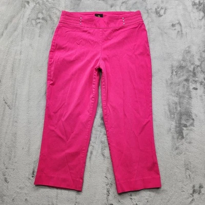 JM Collection 裤子女式 M 粉色高腰卡普里拉弹力学院风办公室 — 第 1/4 张图片