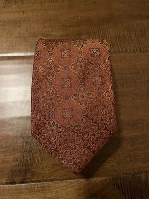 Corbata Ike Behar New York Naranja Quemado Geométrica Floral Seda Para Hombre Diseñador Cuello Foto 1 de 2
