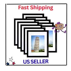 Black 11x14 Picture Frame Set of 10 for 8x10 or 11x14 Prints, Wall Mounting - Picture 1 of 12