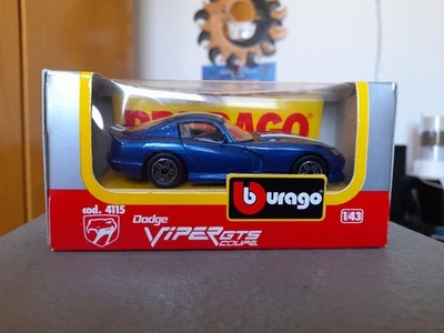 Burago- 1-43-= 4115=Dodge VIPER  GTS-coupe'-azzurro/fascia- argento  -MB - Immagine 1 di 4