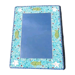 Vtg Roma Downey Mosaic Mirror Home Interiors Kids Under The Sea Fish Ocean 22x16 - Picture 1 of 12