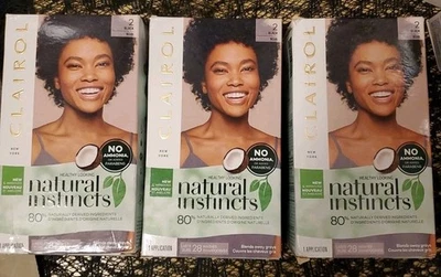 3 Boxes Of Clairol Natural Instincts Hair Color Dye. Midnight Black, Vegan. - Image 1 of 3