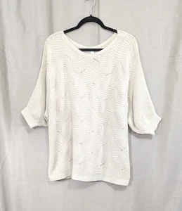 Suéter J. Jill Texturizado Talla 2X Crema Crochet Pullover Manga 3/4 Cottagecore - Imagen 1 de 17