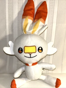 Nintendo Pokemon Scorbunny 8"White Orange Yellow Stuffed Plush Jazwares 2021 - Picture 1 of 6