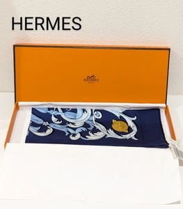 Hermes Carres 45 Scarf Navy 100% Silk LE MORS A LA CONTABLE Made in France - Picture 1 of 6