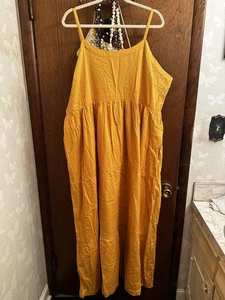 Vestido de sol de algodón amarillo Pact XXXL NUEVO CON ETIQUETAS - Imagen 1 de 6
