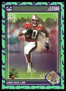 2024 SCORE A TREAT Fútbol Halloween Murciélagos Verdes Jerry Rice San Francisco 49ers - Imagen 1 de 2