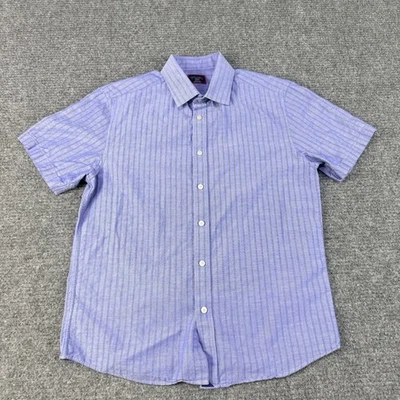 UNTUCKit Shirt Mens Medium Blue Striped Short Sleeve Slim Fit Button Down - Image 1 of 4