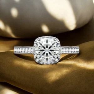 14K Weißgold Ehering IGI-zertifiziert 1,40 ct Rundschliff Laborgefertigt Diamant - Bild 1 von 14