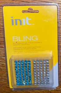 INIT Self-Adhesive Bling! Blue & Clear Gems Accessorize Your Mobile Phone 1 Sht - Picture 1 of 3