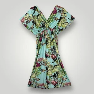 NWT KOH KOH Maxi Dress Womens Size 3XL Multicolor V-Neck Flutter Sleeve NWT - Picture 1 of 7